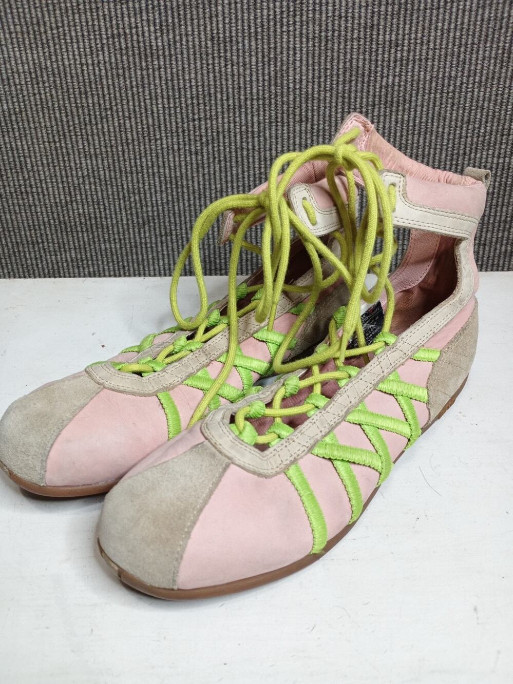 Diesel Roma Sorento Y2K Vintage Lace-up Ballet Flats / Sneakers Pink And Lime...